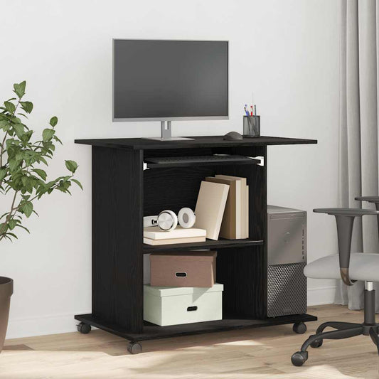 Computertisch Eiche schwarz 80x50x75 cm Holzwerkstoff