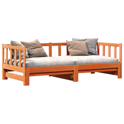 Tagesbett mit Ausziehbett Wachsbraun 203,5 x 184 x 66 cm