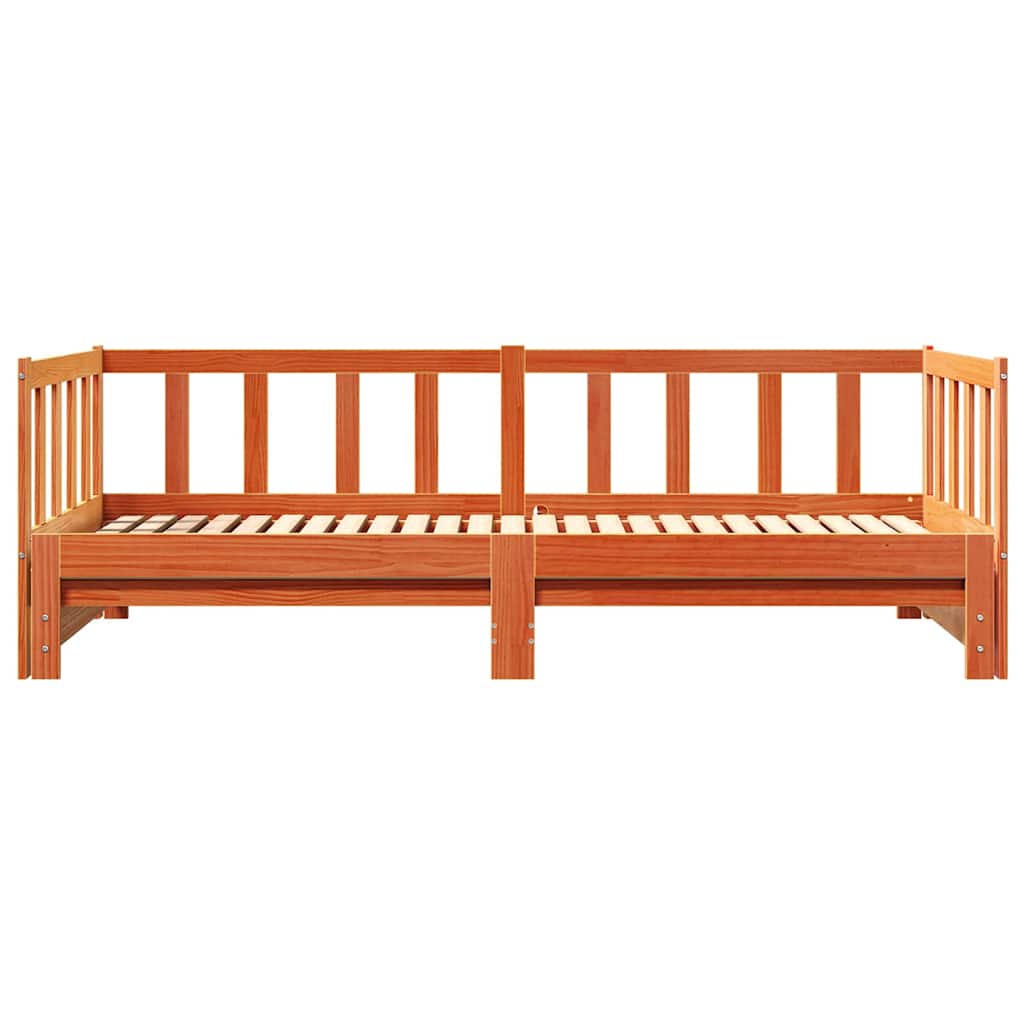 Tagesbett mit Ausziehbett Wachsbraun 203,5 x 184 x 66 cm