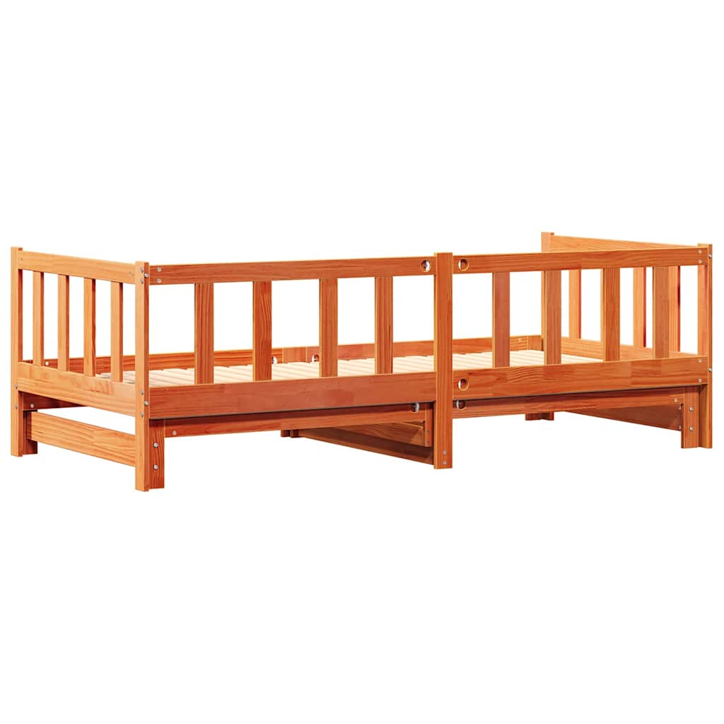 Tagesbett mit Ausziehbett Wachsbraun 203,5 x 184 x 66 cm