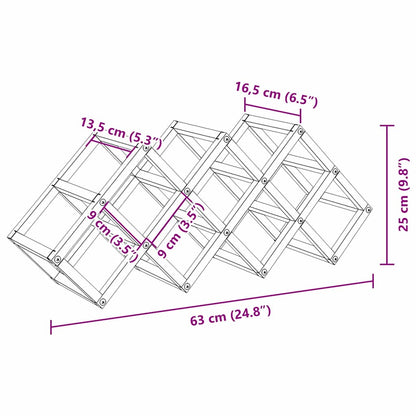 Weinregal Schwarz 63 x 16.5 x 25 cm Pulverbeschichteter Stahl