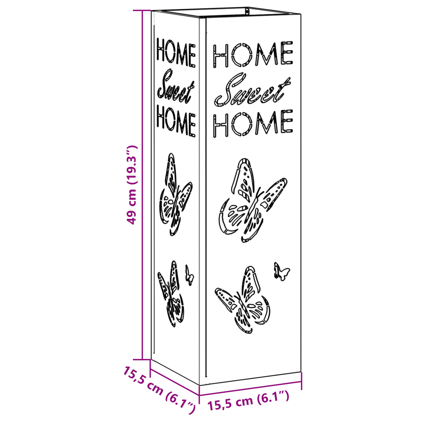 Sonnenschirmhalter Schwarz 15,5 x 15,5 x 49 cm Stahl