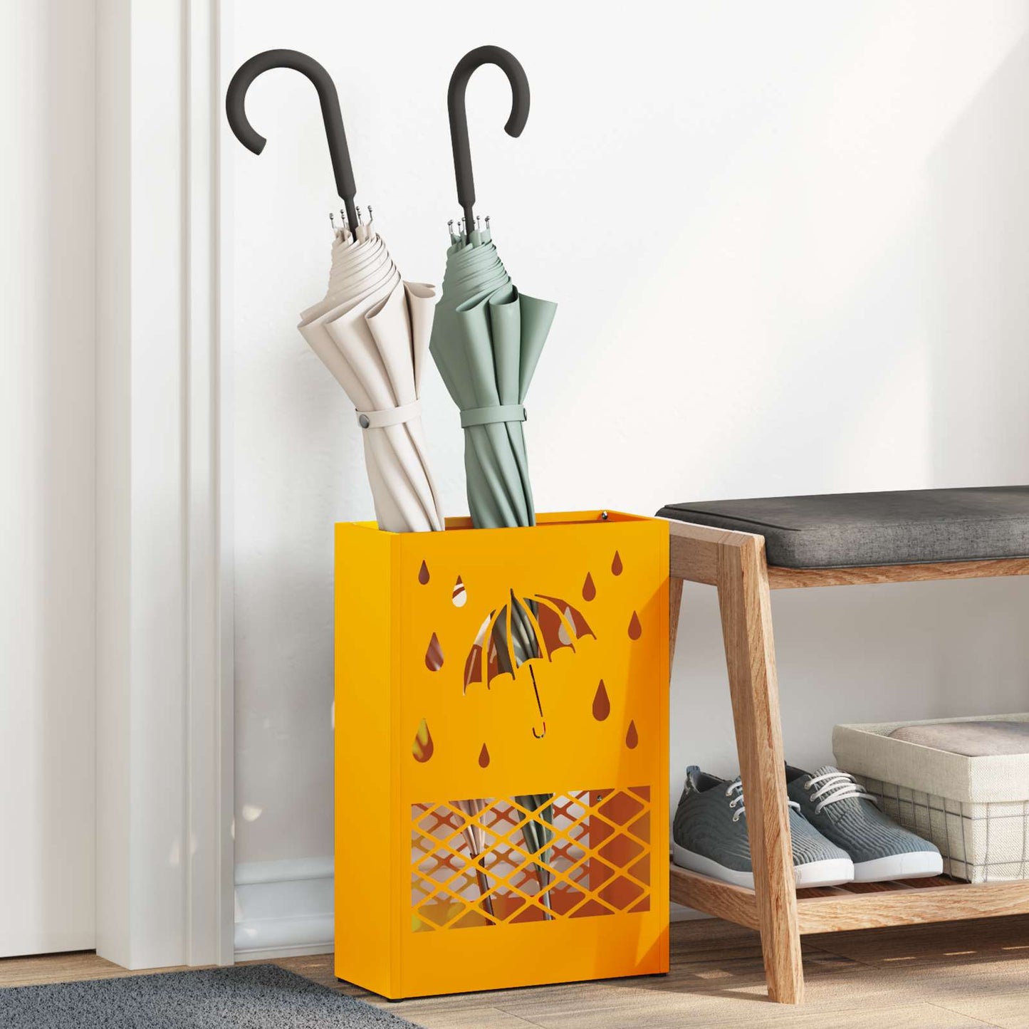 Sonnenschirmhalter mit Speicher Senfgelb 28 x 12 x 41 cm Stahl