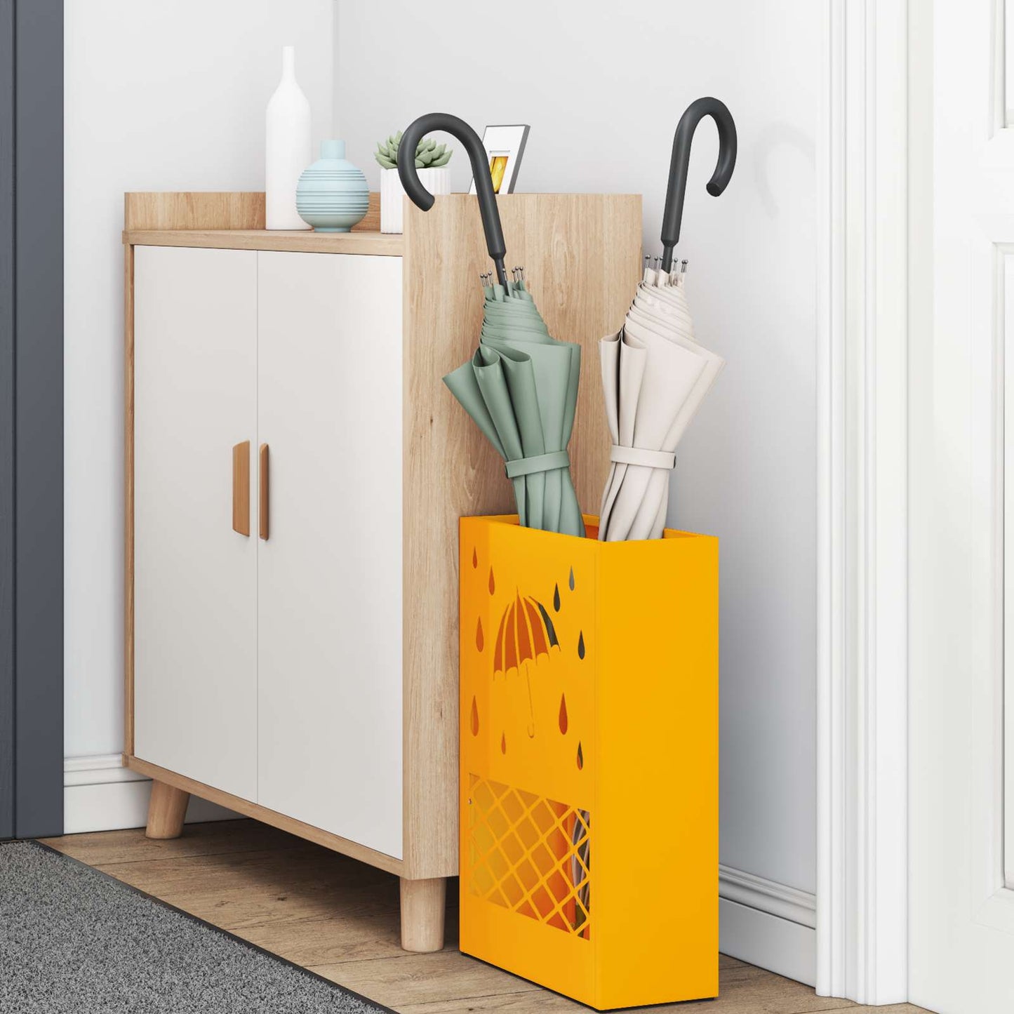 Sonnenschirmhalter mit Speicher Senfgelb 28 x 12 x 41 cm Stahl