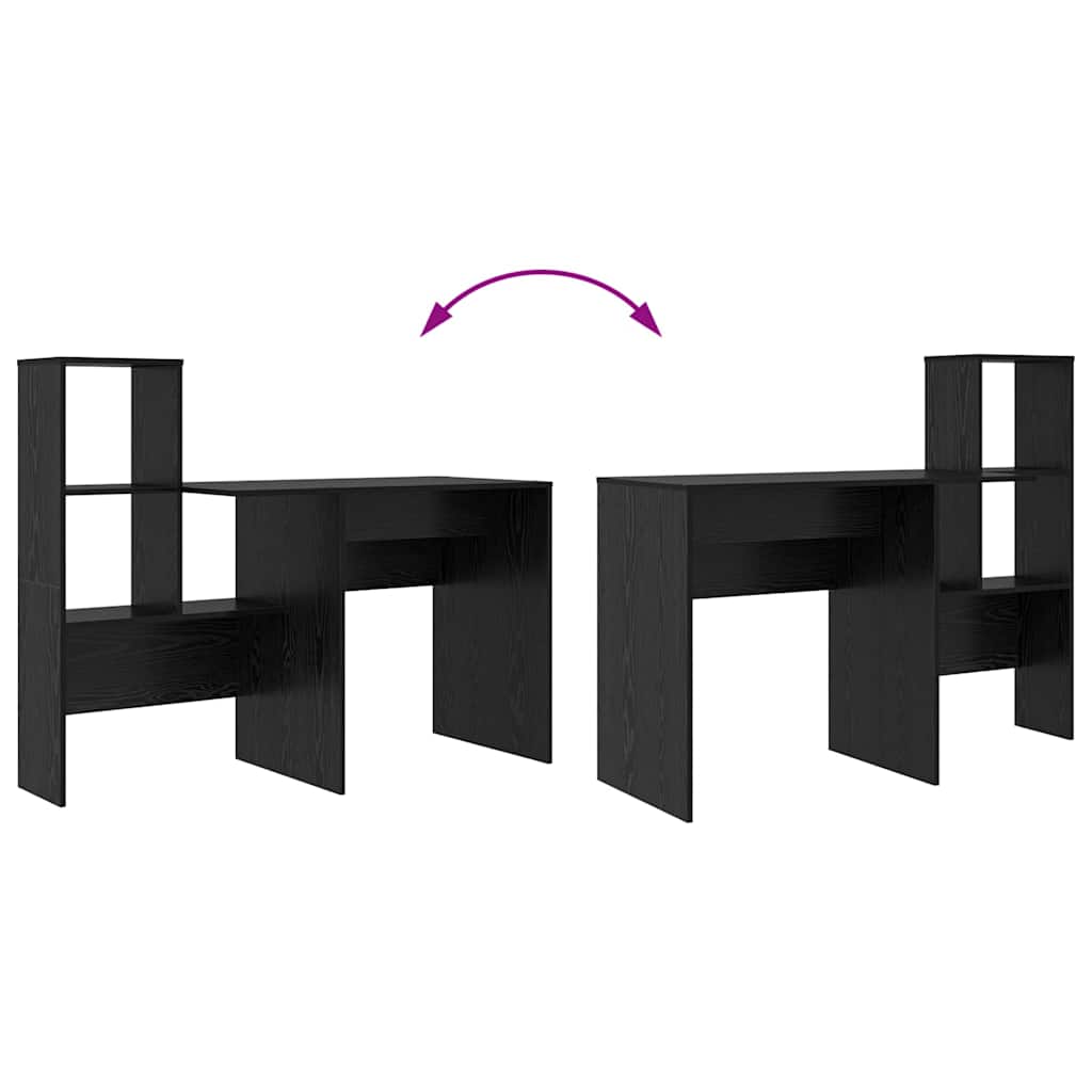 Schreibtisch Schwarz Eichen-Optik 131,5 x 50 x 106,5 cm