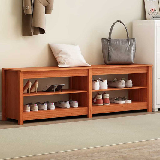 Schuhbank mit Regal mit Speicher Wachsbraun 160 x 36,5 x 50 cm