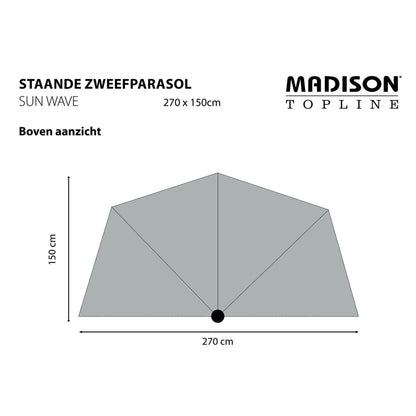 Madison Balkonschirm Sun Wave 270x150 cm Hellgrau