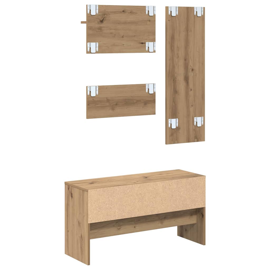 Flurmöbel-Set mit Regal 4 pcs Kunsthandwerk Eiche Holzwerkstoff