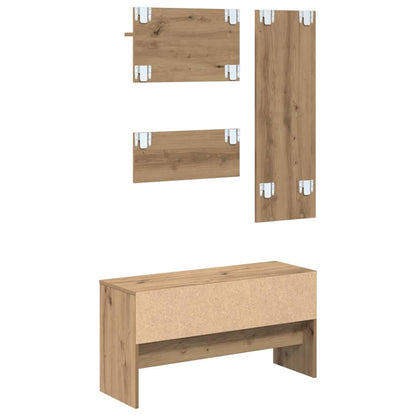 Flurmöbel-Set mit Regal 4 pcs Kunsthandwerk Eiche Holzwerkstoff