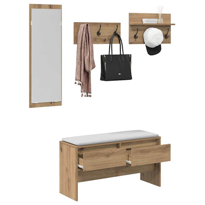 Flurmöbel-Set mit Regal 4 pcs Kunsthandwerk Eiche Holzwerkstoff