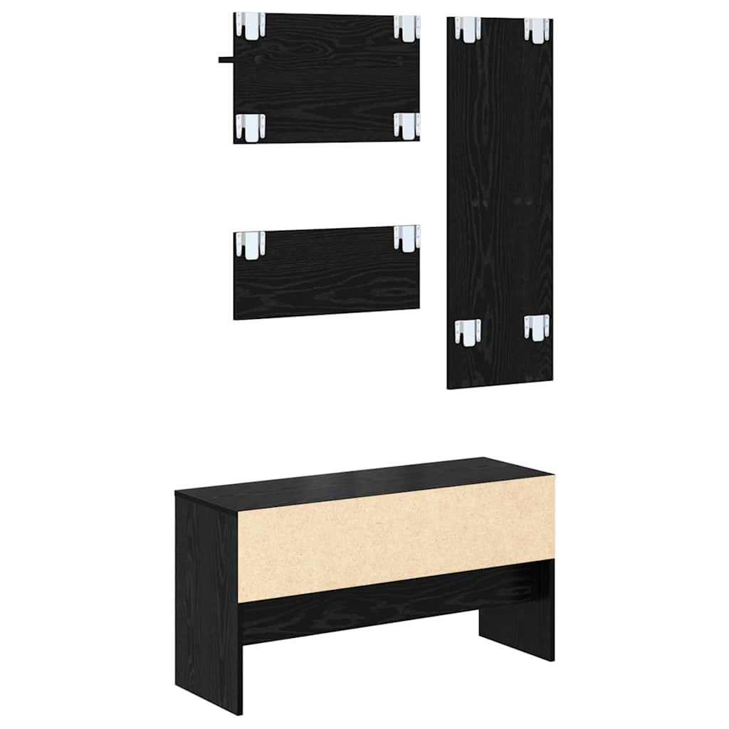 Flurmöbel-Set 4 pcs Schwarz Eichen-Optik Holzwerkstoff