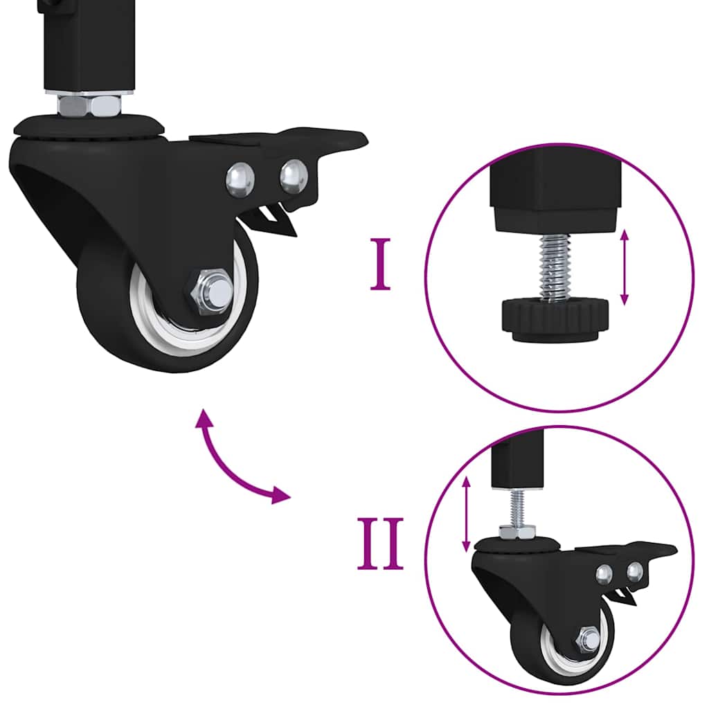 Küchentrolley Schwarz Eichen-Optik 56 x 43 x 89,5 cm