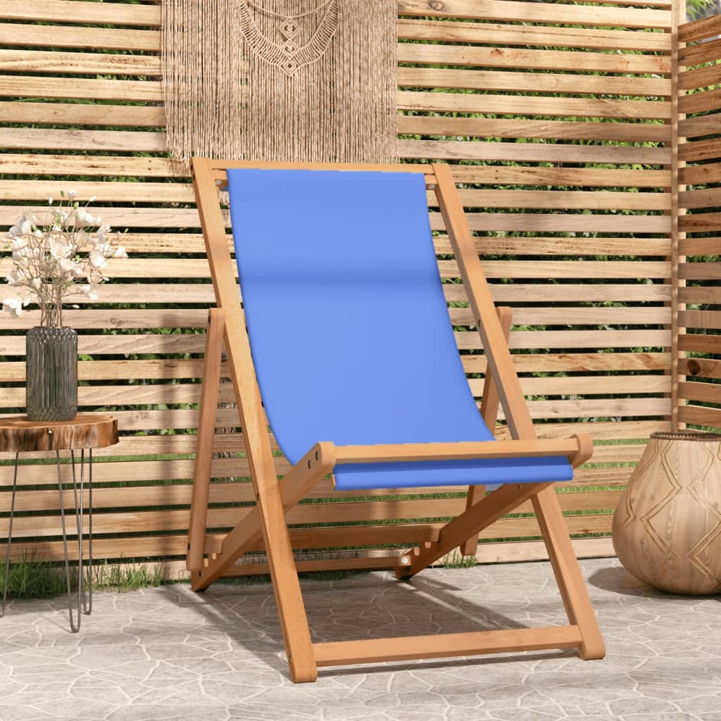 Liegestuhl Teak 56x105x96 cm Blau