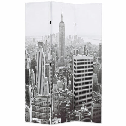 Raumteiler klappbar 120 x 170 cm New York bei Tag Schwarz-Weiß