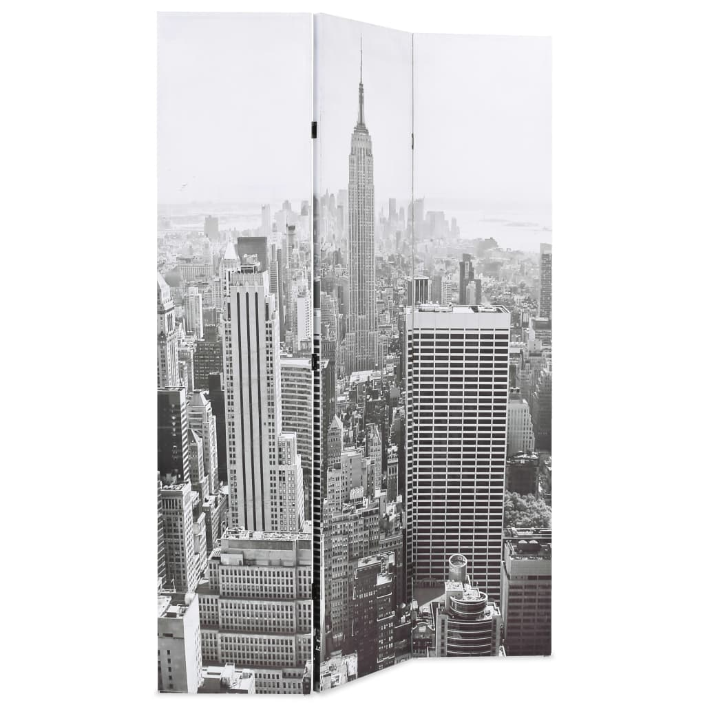 Raumteiler klappbar 120 x 170 cm New York bei Tag Schwarz-Weiß