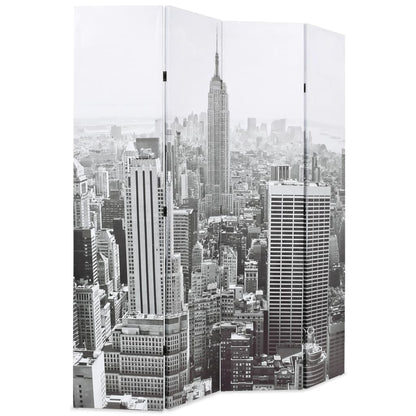 Raumteiler klappbar 160 x 170 cm New York bei Tag Schwarz-Weiß