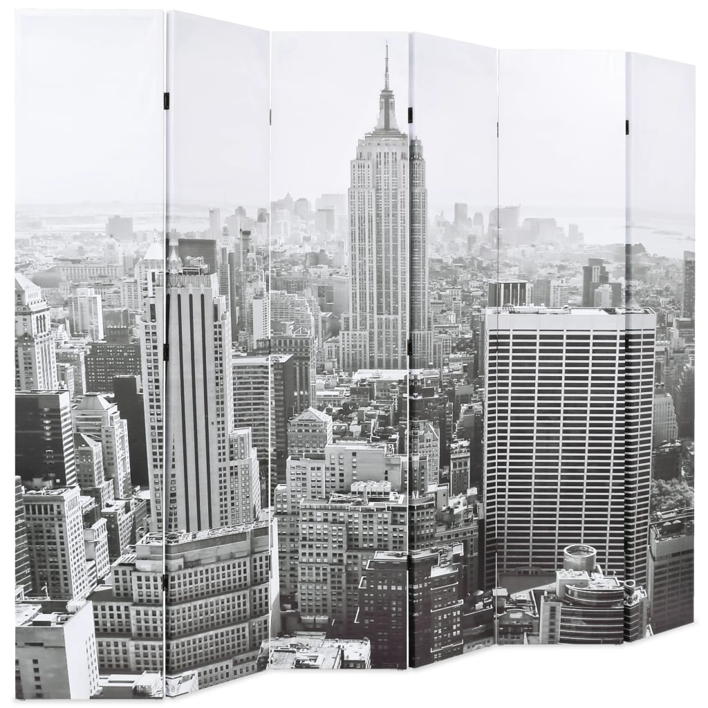 Raumteiler klappbar 228 x 170 cm New York bei Tag Schwarz-Weiß