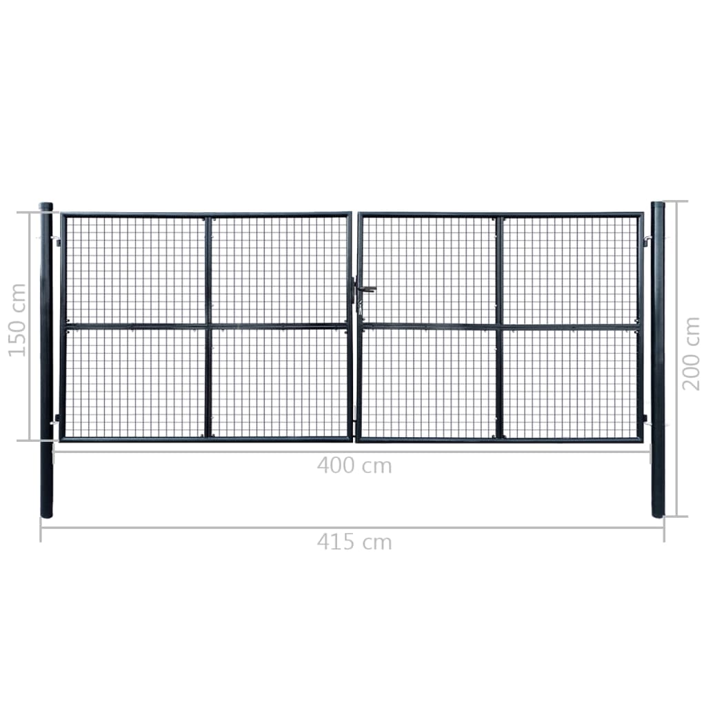 Mesh-Gartentor Verzinkter Stahl 400 x 150 cm Grau