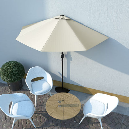 Balkon-Sonnenschirm mit Alu-Mast Sandfarben 270x144 cm Halbrund