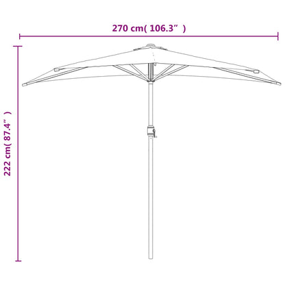 Balkon-Sonnenschirm mit Alu-Mast Anthrazit 270x144 cm Halbrund