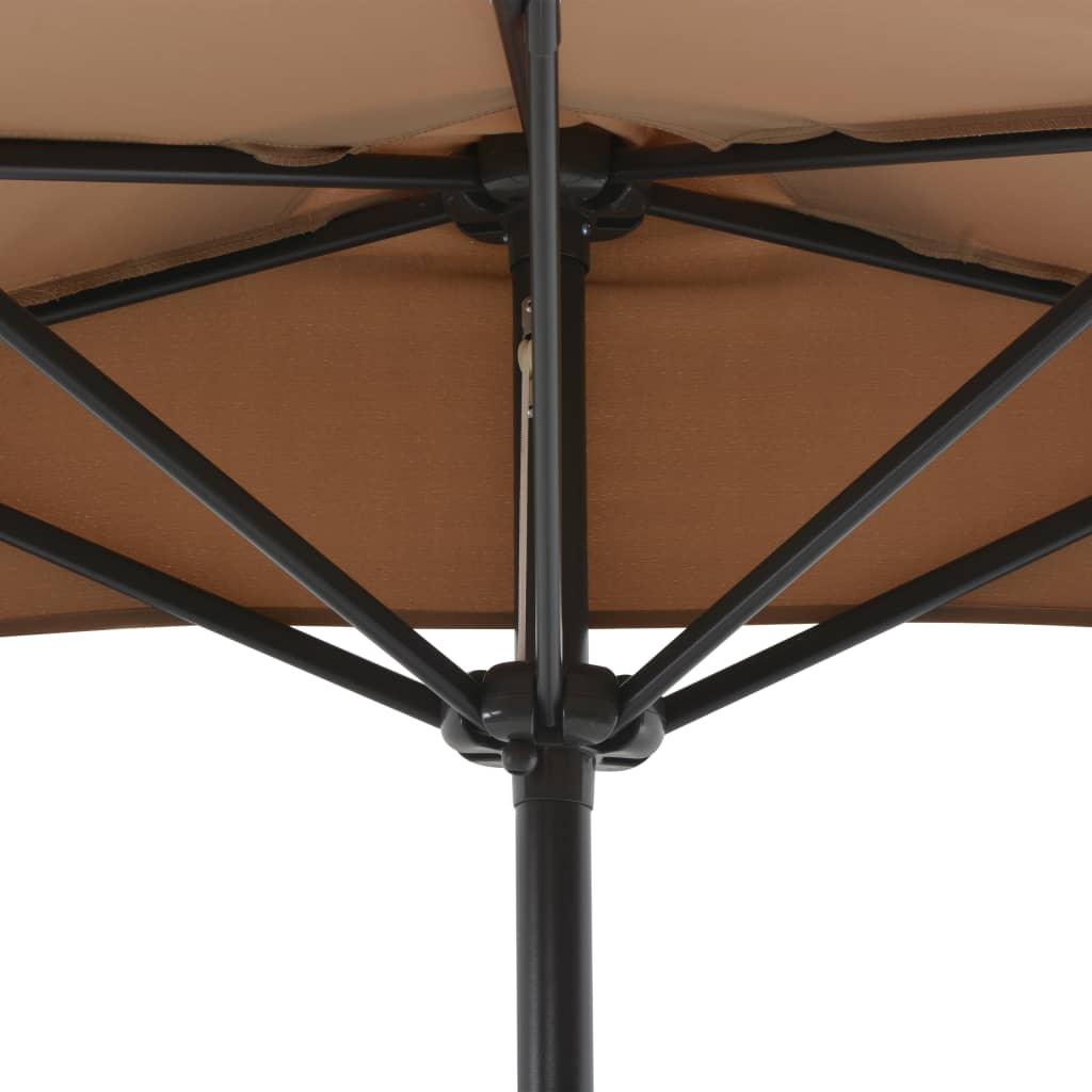 Balkon-Sonnenschirm mit Alu-Mast Taupe 270x144 cm Halbrund