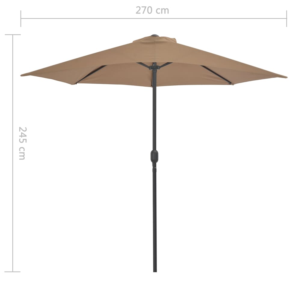 Balkon-Sonnenschirm mit Alu-Mast Taupe 270x144 cm Halbrund