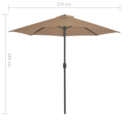 Balkon-Sonnenschirm mit Alu-Mast Taupe 270x144 cm Halbrund