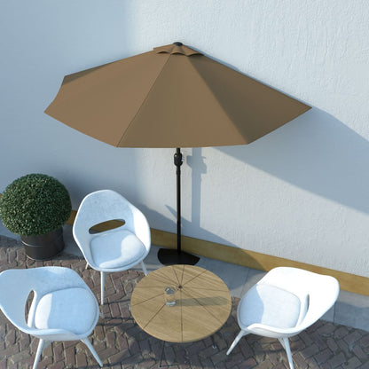 Balkon-Sonnenschirm mit Alu-Mast Taupe 270x144 cm Halbrund