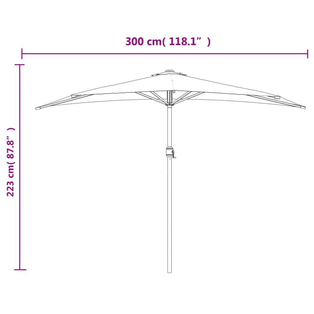 Balkon-Sonnenschirm mit Alu-Mast Sandfarben 300x155 cm Halbrund