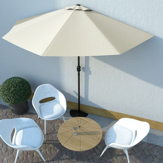 Balkon-Sonnenschirm mit Alu-Mast Sandfarben 300x155 cm Halbrund