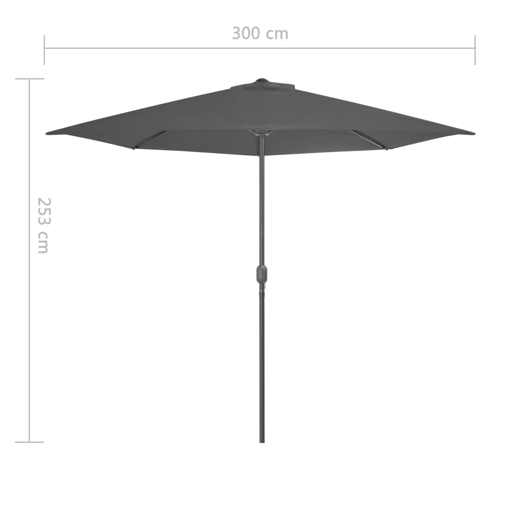 Balkon-Sonnenschirm mit Alu-Mast Anthrazit 300x155 cm Halbrund