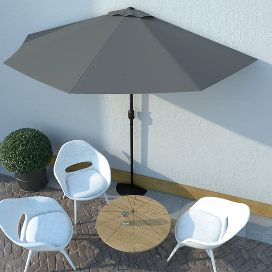 Balkon-Sonnenschirm mit Alu-Mast Anthrazit 300x155 cm Halbrund