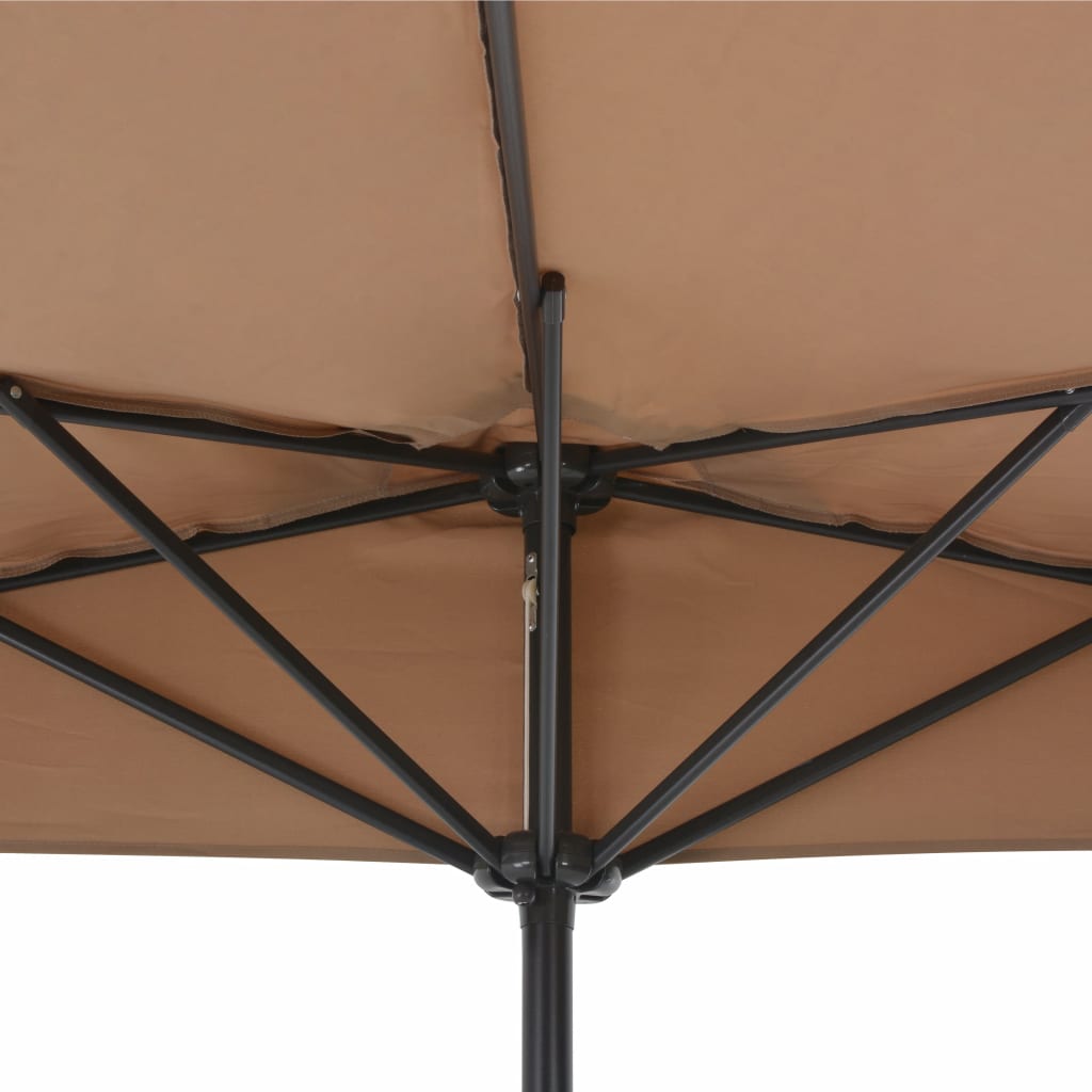 Balkon-Sonnenschirm mit Alu-Mast Taupe 300x155 cm Halbrund