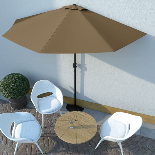 Balkon-Sonnenschirm mit Alu-Mast Taupe 300x155 cm Halbrund