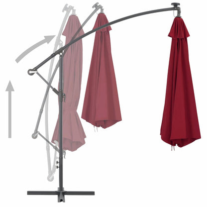 Ampelschirm mit Aluminium-Mast 350 cm Bordeauxrot
