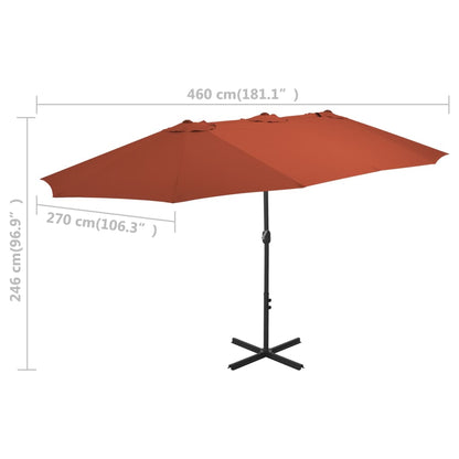 vidaXL Sonnenschirm mit Aluminium-Mast 460x270 cm Terrakotta