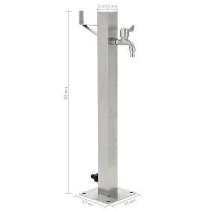 Garten-Wassersäule Edelstahl Quadratisch 65 cm