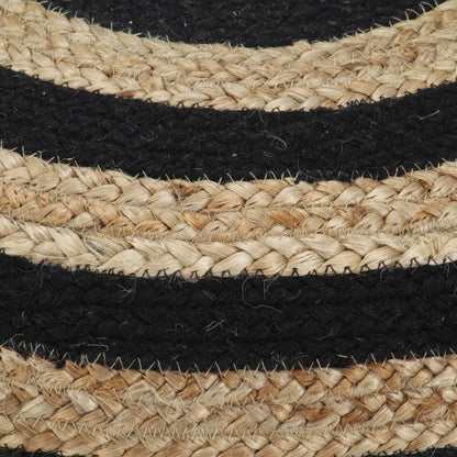 Handgefertigter Sitzpuff Schwarz 45 x 30 cm Jute