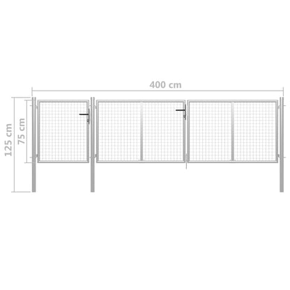 Gartentor Stahl 400x75 cm Silbern