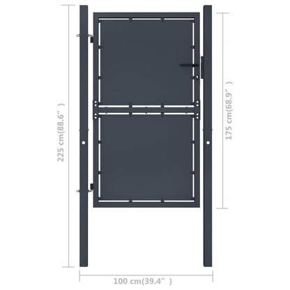 Gartentor Stahl 100×175 cm Anthrazit