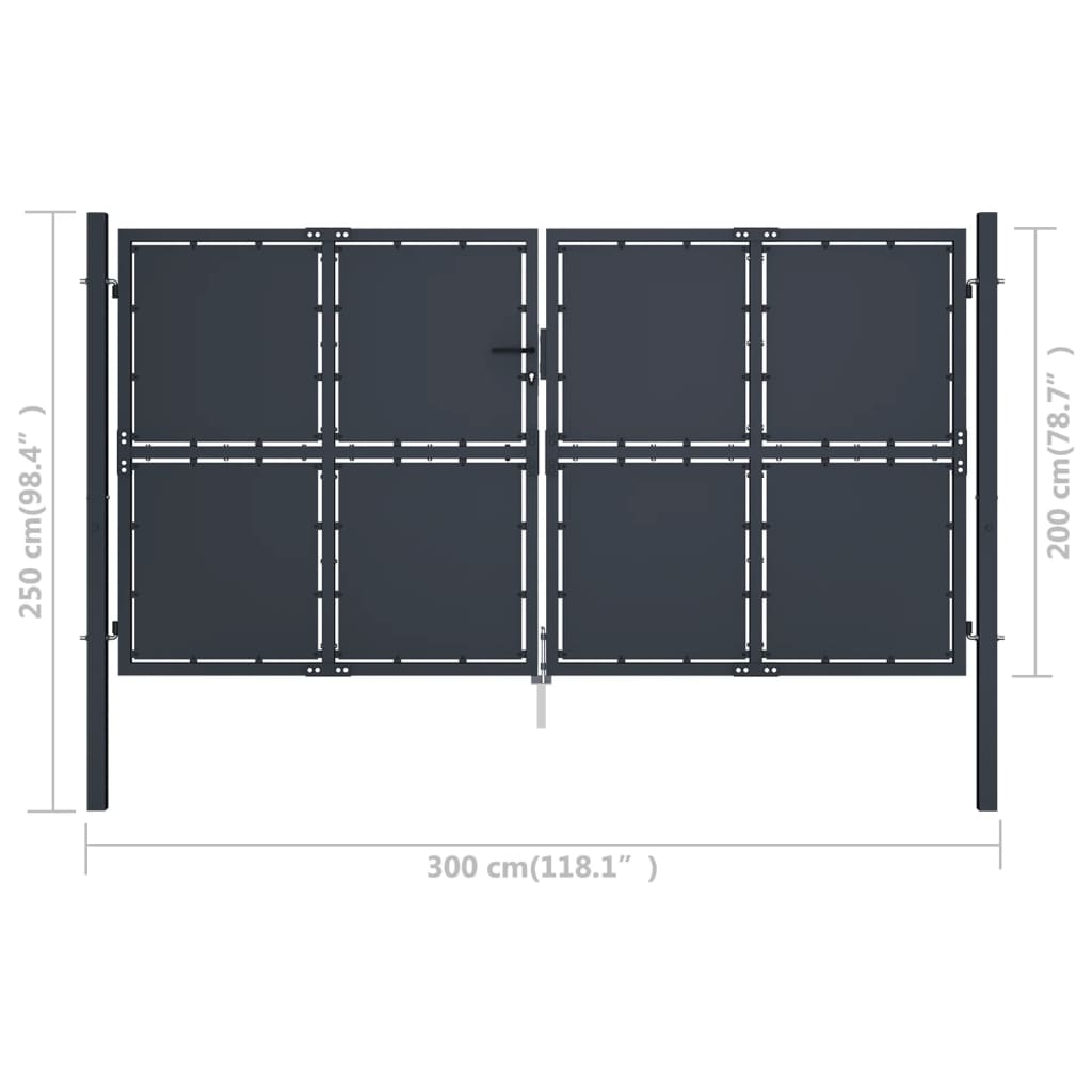 Gartentor Stahl 300×200 cm Anthrazit