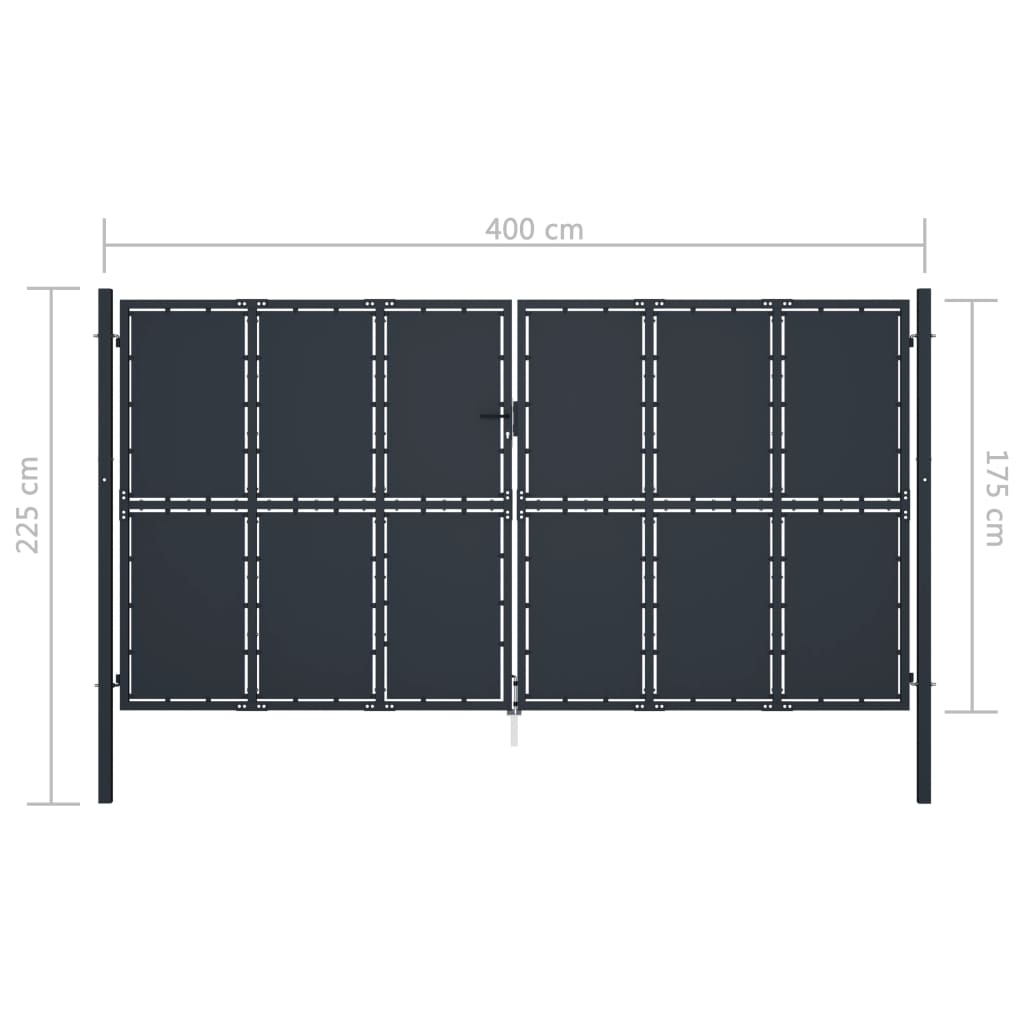 Gartentor Stahl 400 x 175 cm Anthrazit