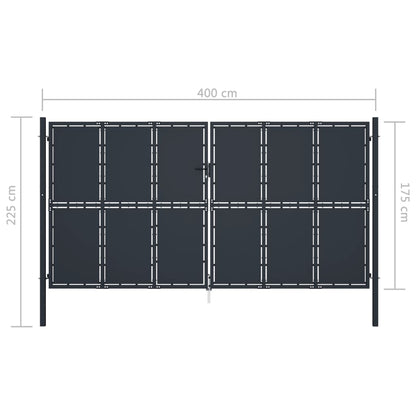 Gartentor Stahl 400 x 175 cm Anthrazit