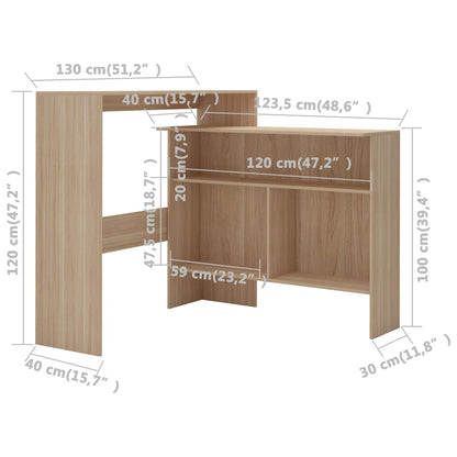 Bartisch mit 2 Tischplatten Eichenoptik 130x40x120 cm