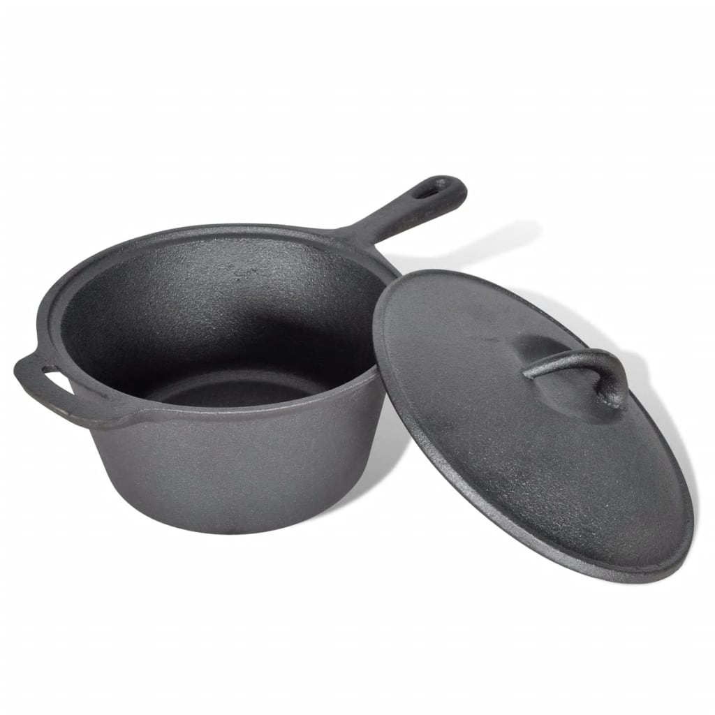 9-teiliges Set in Holzkiste Dutch Oven-Set /Kochtopf-Set Töpfe Pfanne