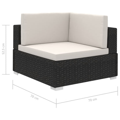 6-tlg. Garten-Lounge-Set mit Auflagen Poly Rattan Schwarz