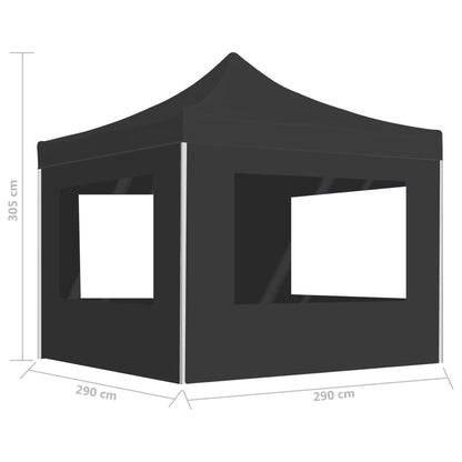 Profi-Partyzelt Faltbar mit Wänden Aluminium 3×3m Anthrazit