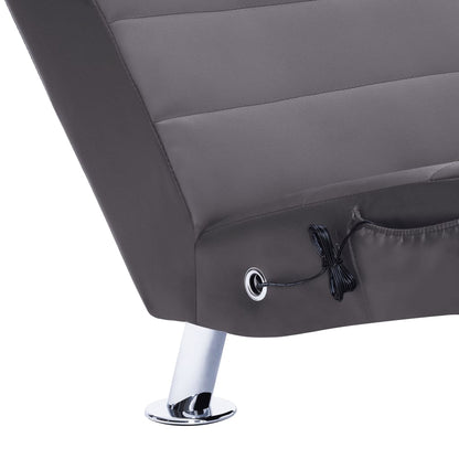 Massage Chaiselongue mit Kissen Grau Kunstleder