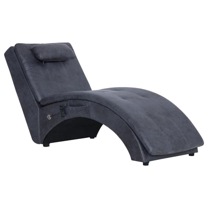 Massage Chaiselongue mit Kissen Grau Wildleder-Optik