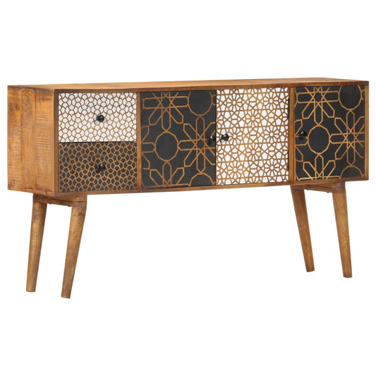 vidaXL Sideboard mit Druckmustern 130x30x70 cm Massivholz Mango